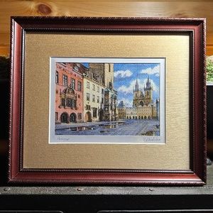 Watercolour of Old Town Square in Prague by V.Shukshin